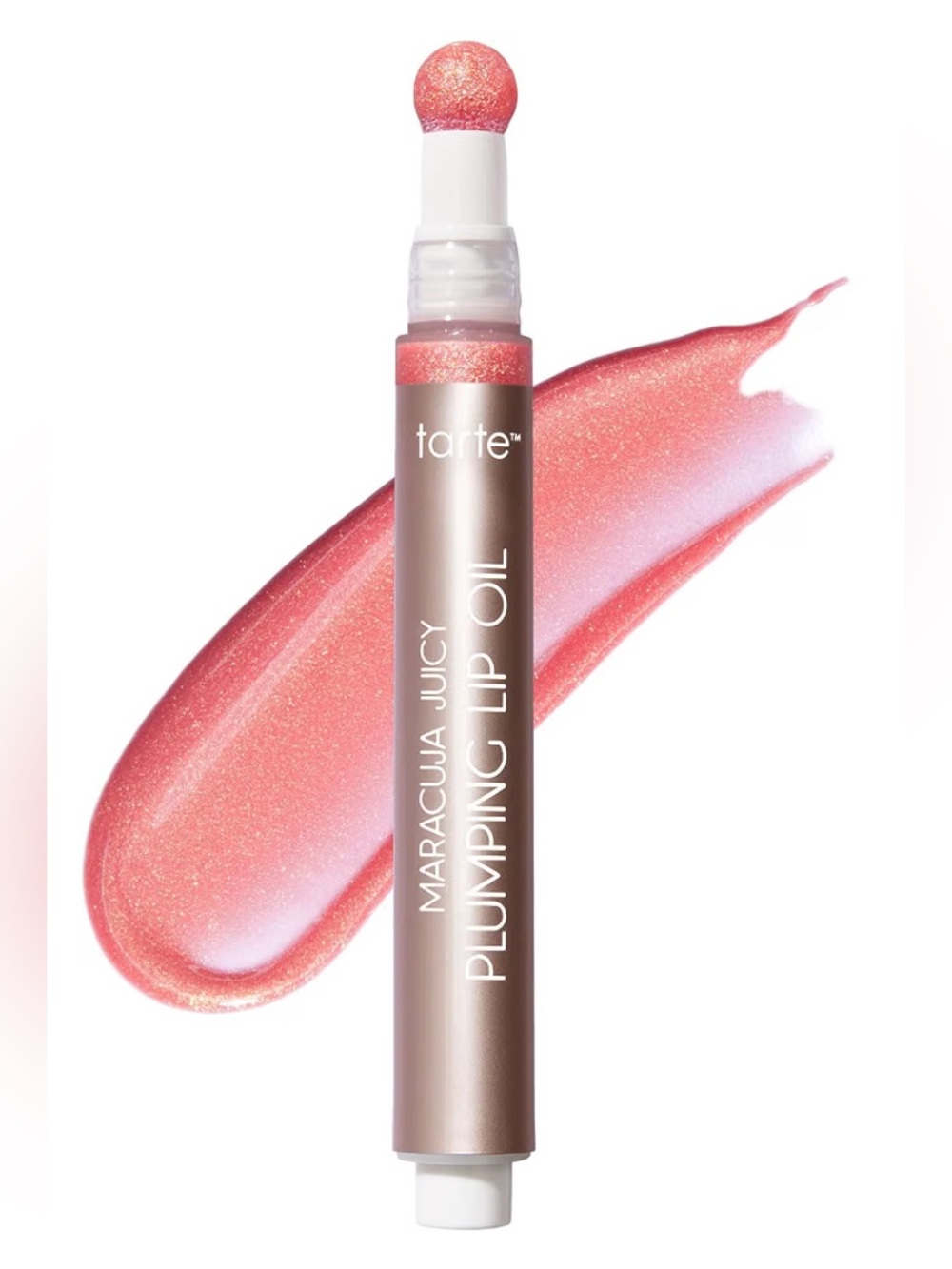 tarte maracuja juicy plumping lip oil in Shimmering Rose